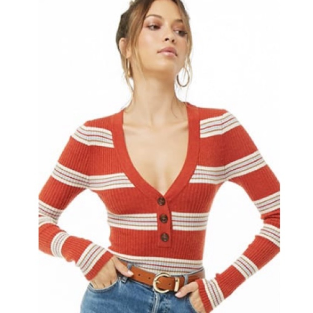 Striped Sweater-Knit Bodysuit